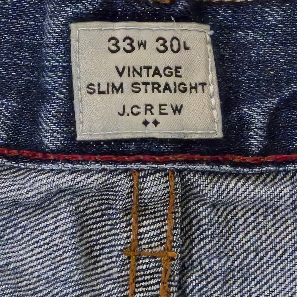 J. Crew Mens 33W 30L Vintage Slim Straight Blue Denim‎ Jeans Pants